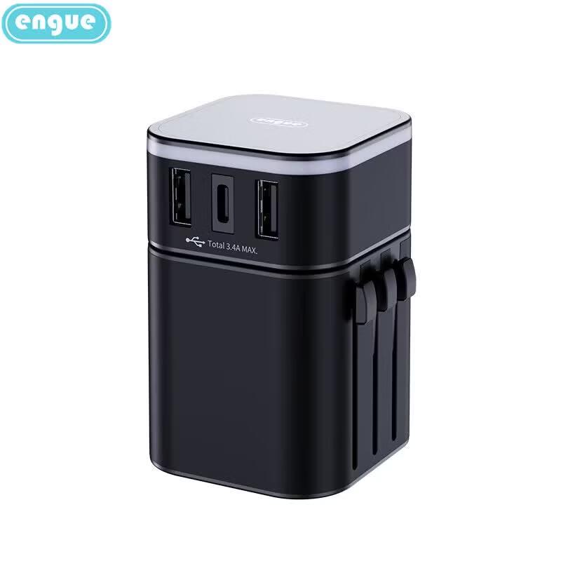 ENGUE Universal-Reiseadapter mit Dual-USB und Typ-C