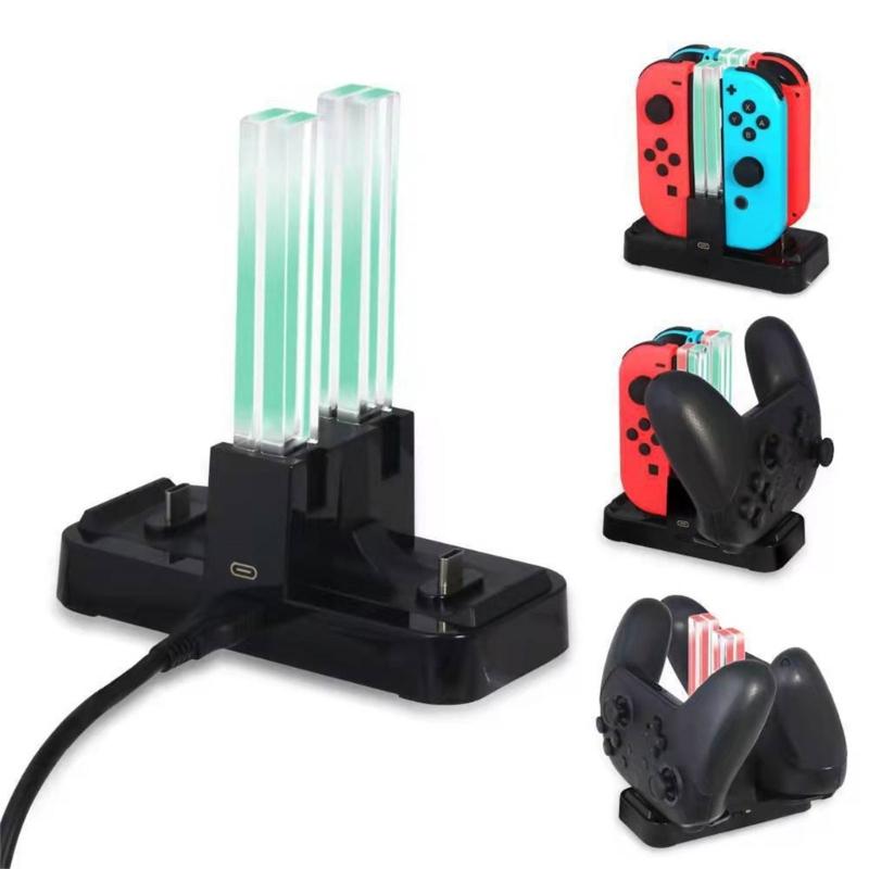 4 In 1 Charger Dock Stand with Light Bar Portable Type-C Charging Dock Cradle Station for Gaming Controller