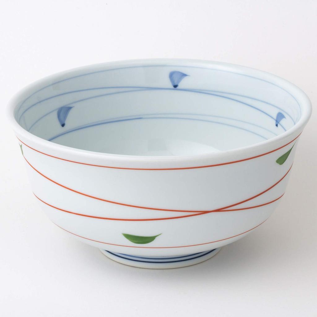 Hasami Ware Lightweight Rice Bowl with Random Line 16cm Microwave and Dishwasher Made In Product Number 41739 Pattern, Diameter, Safe, Japan,
