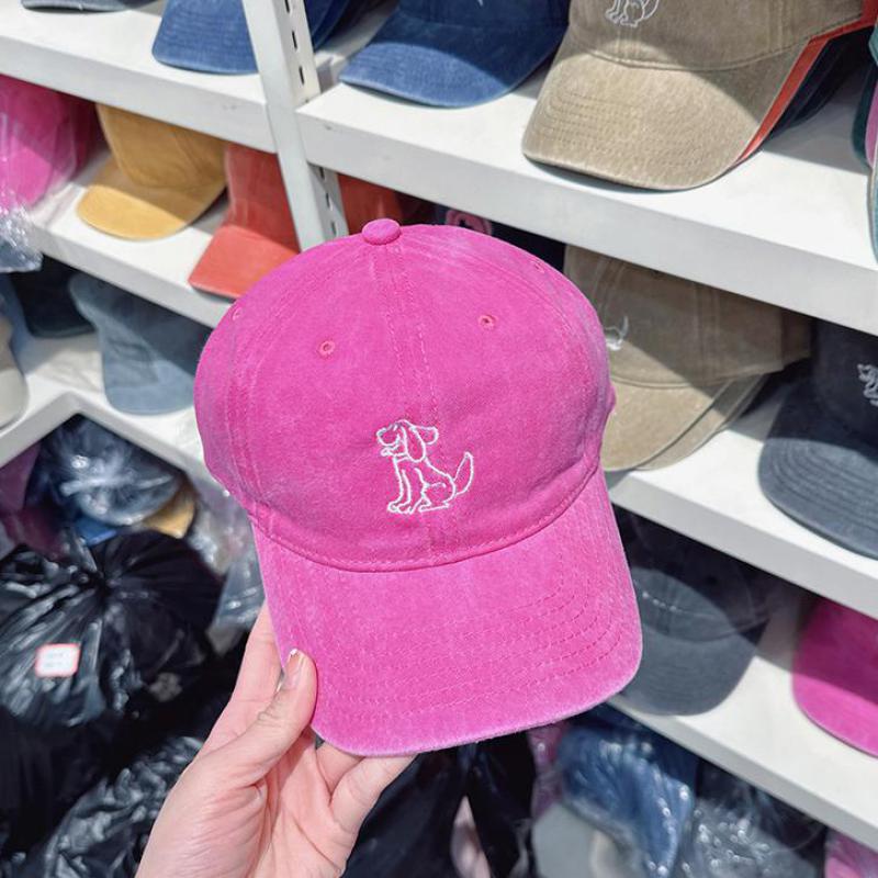 2025 Trendy Washed Denim Baseball Cap For Men & Women- Soft Unisex Embroidery Puppy Design, Spring Summer Fashion Accessory