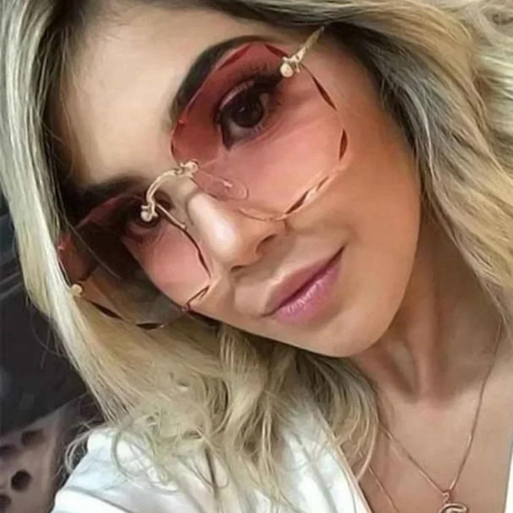 Fashionable Women's Rimless Gradient Sunglasses Stylish UV Protection Lightweight Comfortable Outdoor Accessories