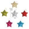 Sparkling Golden Star Xmas Tree Ornaments Set of 6 Hanging Decorations