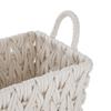 Medium White Woven Rope Decorative Storage Basket Handwoven Storage Organizer Loop Handles Bohemian Home Decor Basketweave