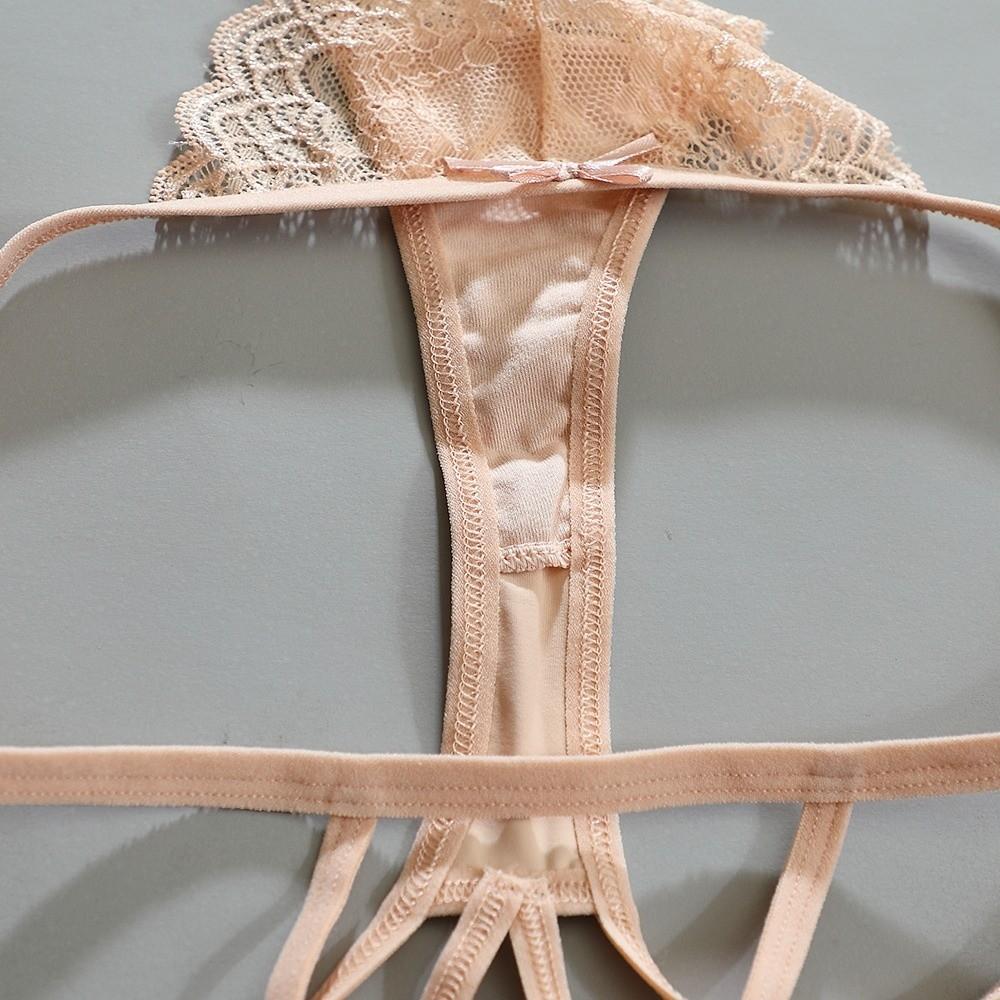 Stretchy Strappy Sheer Lace Thong Low Waist Romantic Panties Floral Embroidery Briefs  Ladies Girls