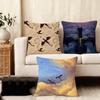 Cushion Cover Silky Short Plush Home Sofa Cushion Cover - Invisible Zipper Home Decoration F-Fourth W-Wing Dragon