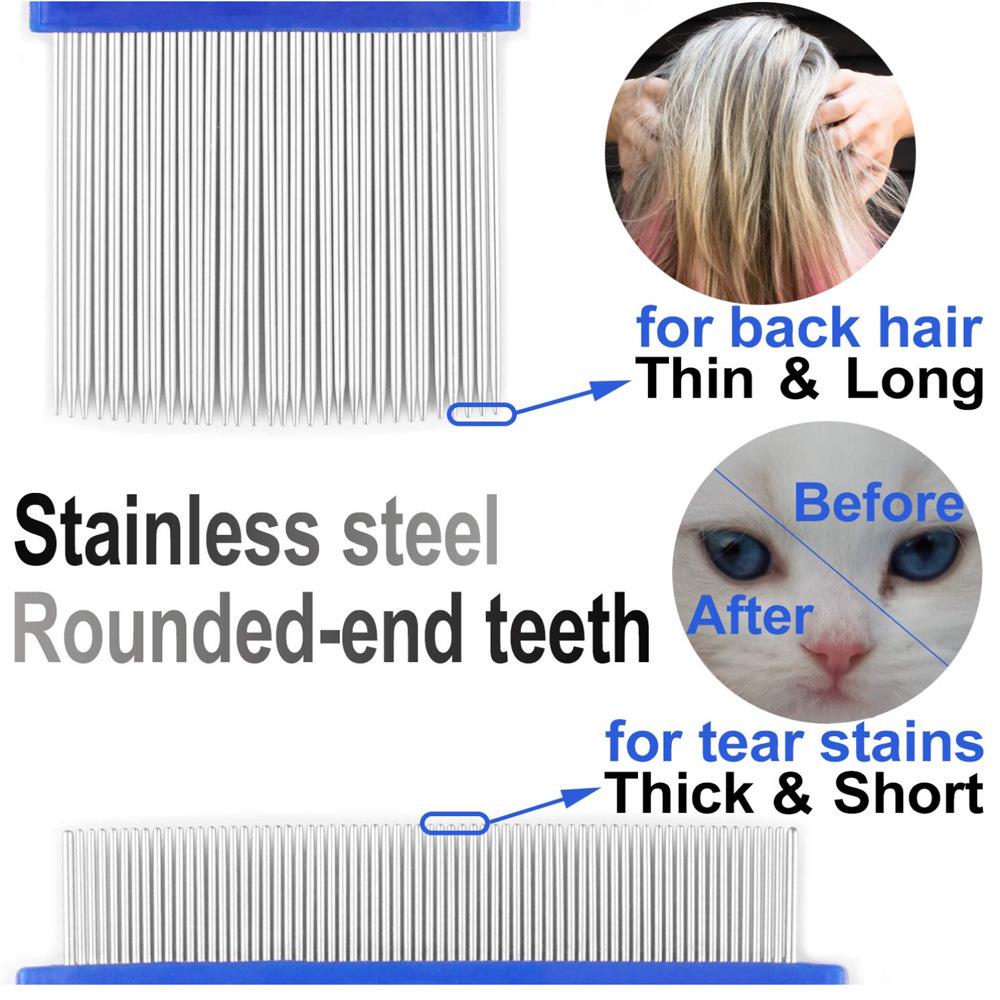 2023 Pet Flea Comb Set: 6-Piece Blue Comb with Stainless Steel Needles & Fine Teeth for Cats & Dogs