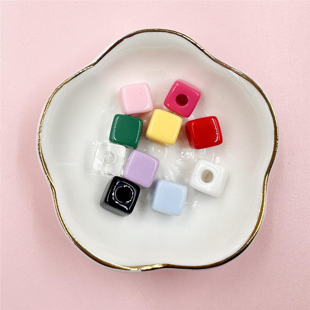 10mm 10pcs Square Shape Acrylic Candy Color Spacer Beads For Jewelry Making Beaded Materials Jewelry Accessory