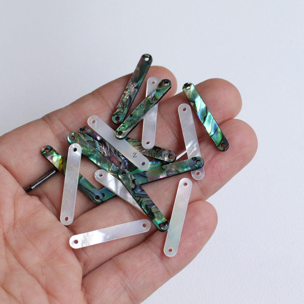 Natural Abalone White Mother-of-Pearl Double-Hole Oval Pendant for DIY Hairpin & Necklace