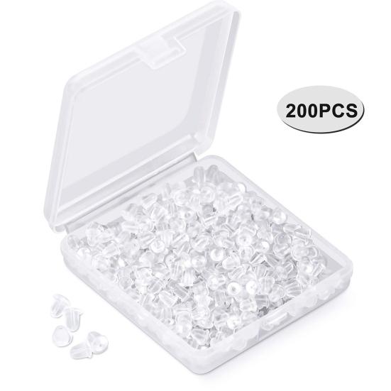 200Pcs Replacement DIY Soft Clear Silicone Earring Safety Backs Clutch Stopper