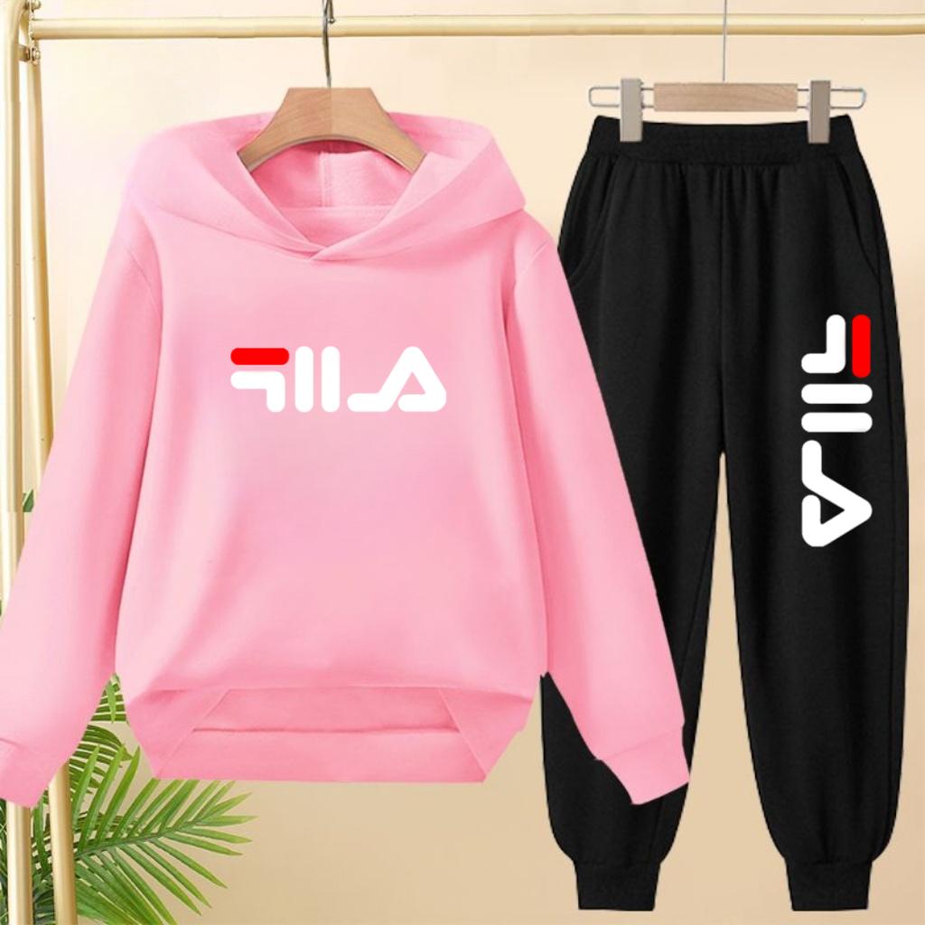 Children's Pullover Pink Coat Hoodie Sweatshirt Top + Pants Boys Girls Toddler 3-12Yrs Clothes Casual Sports Jogging Fashion Set
