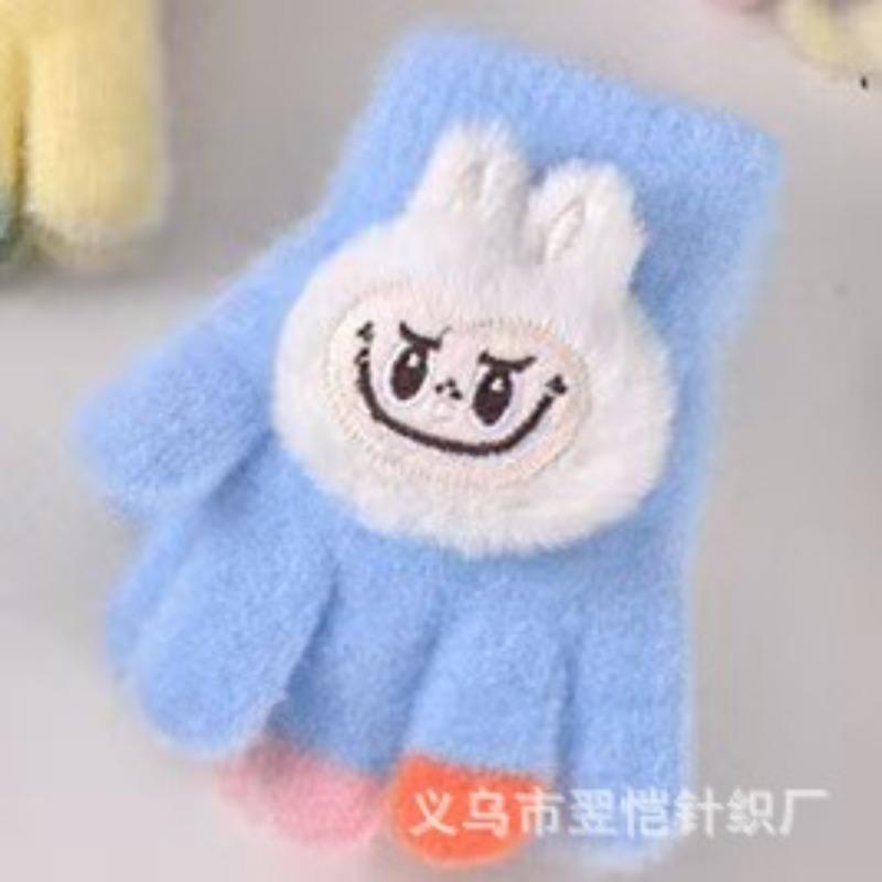 Autumn and Winter New Children's Cute Girls and Boys Gloves Full-finger Children's Five-finger Warm Thickened Gloves