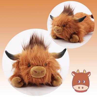 Non-Toxic 32Cm Simulation Lying Highland Cow Plush Animal Doll Soft Stuffed Lying Highland Cow Plush Toy Kawaii Kids Xmas Gifts Home Decor