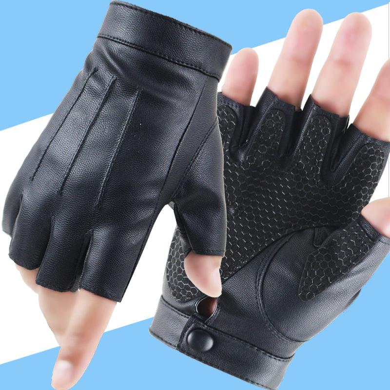 Neue Halbfinger-Lederhandschuhe Herren Wabenhandfläche Design Sport Lokomotive Outdoor Fahren Motorradhandschuhe