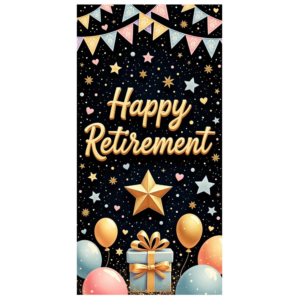 Celebration Banner Balloons Decoration Banner for Retirement Gift Box Design Retirement Banner for Adult Celebration