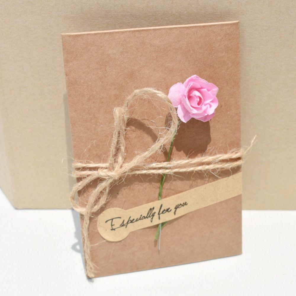 Creative Birthday Message Card Vintage Postcard DIY Flower Greeting Cards
