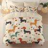 Cute Colorful Dog Duvet Cover Set, Dachshund Dog Bedding Set, Cartoon Polyester Quilt Cover, Pet Dog Home Textiles King Queen