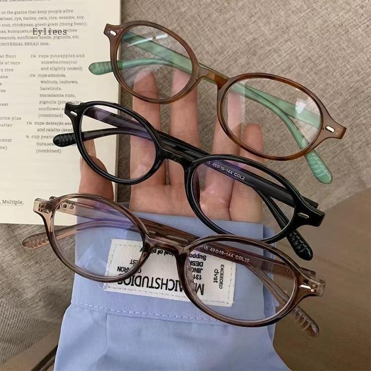 Y2K Girls Retro Oval Frame Glasses Women Female Ins Sweet Cool Eyewear Trend Reading Computer Anti Blue Light Eyeglasses