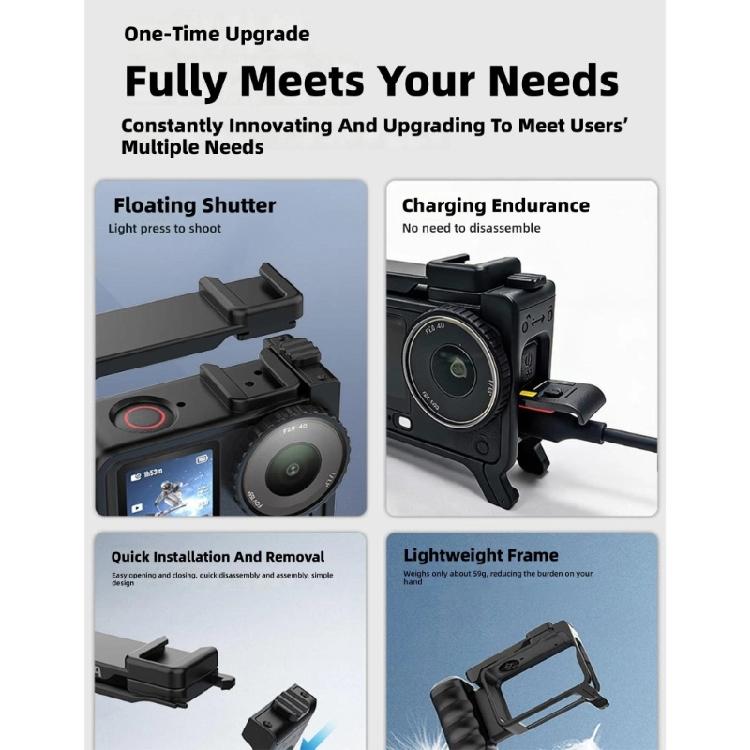 Enhanced Stability Protective Frame Handle for Action 6 Cameras Quick Release Design Cold Shoe Slot for Accessories