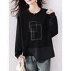 2025 Autumn T-shirt Solid Elastic T-shirt Women Zipper Solid Long Sleeve Loose Tops Tees
