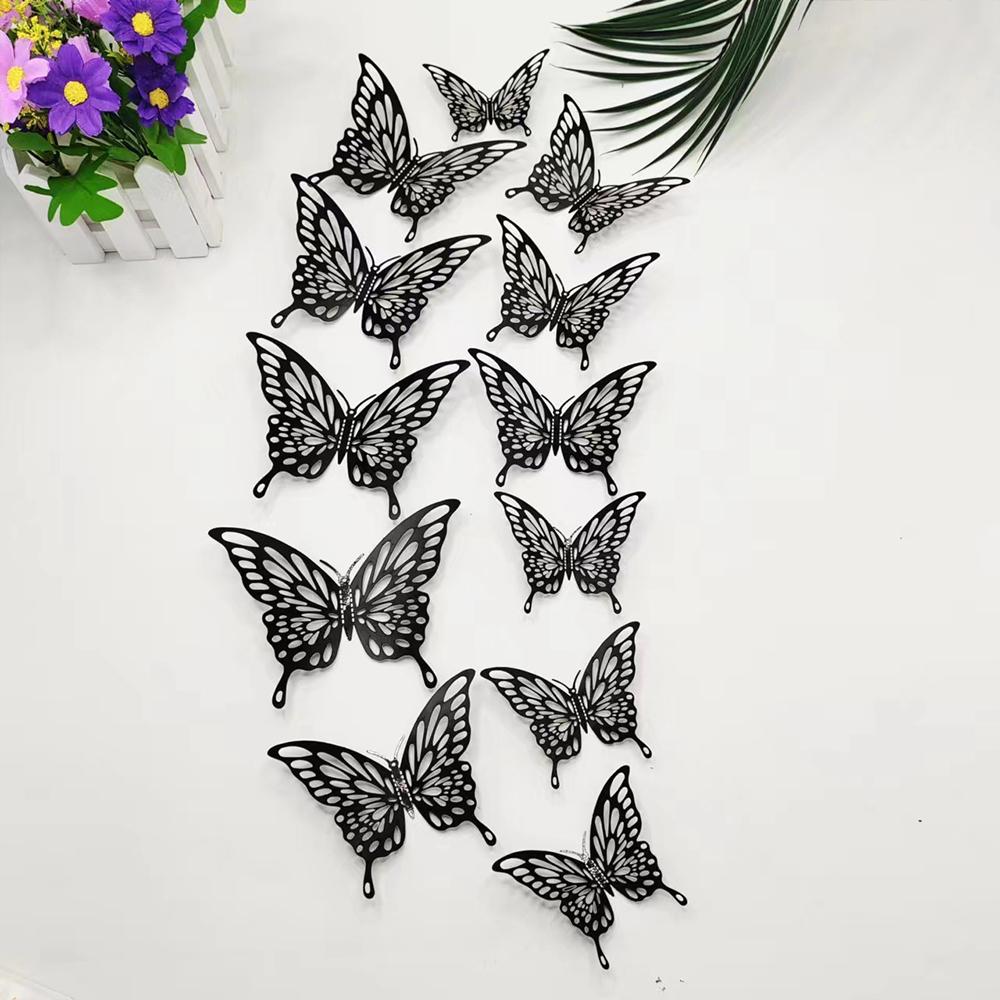 12Pcs/set 3D Hollow Butterfly Wall Stickers Wall Decor For Living Room Wedding Party Butterflies Decal Stickers