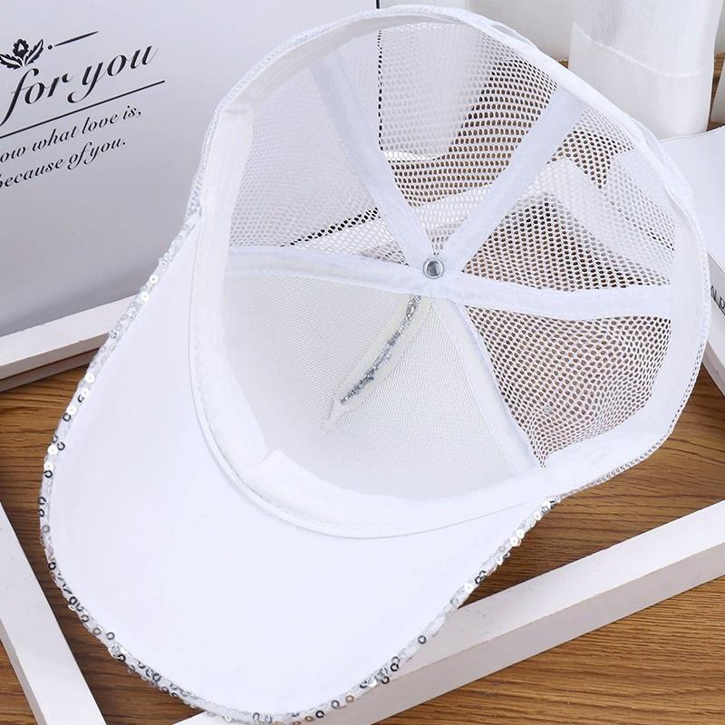 Korean Sequined Duckbill Cap For Women's Rhinestone Butterfly Baseball Cap For Women's Summer Breathable Sunshade Mesh Hat
