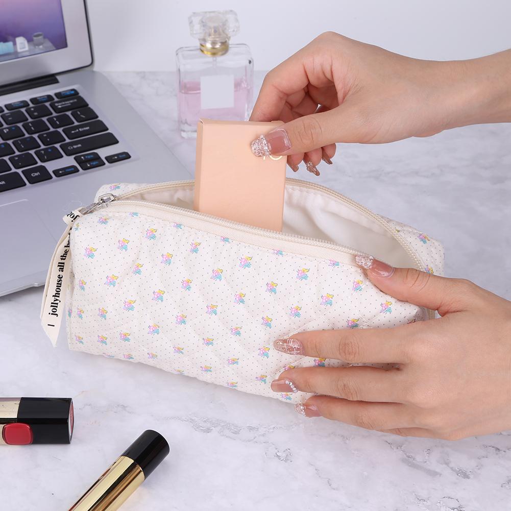 Women Make Up Organizer Pouch with Zipper Makeup Storage Bag Floral Printed Large Capacity Female Girls Storage Bag Set