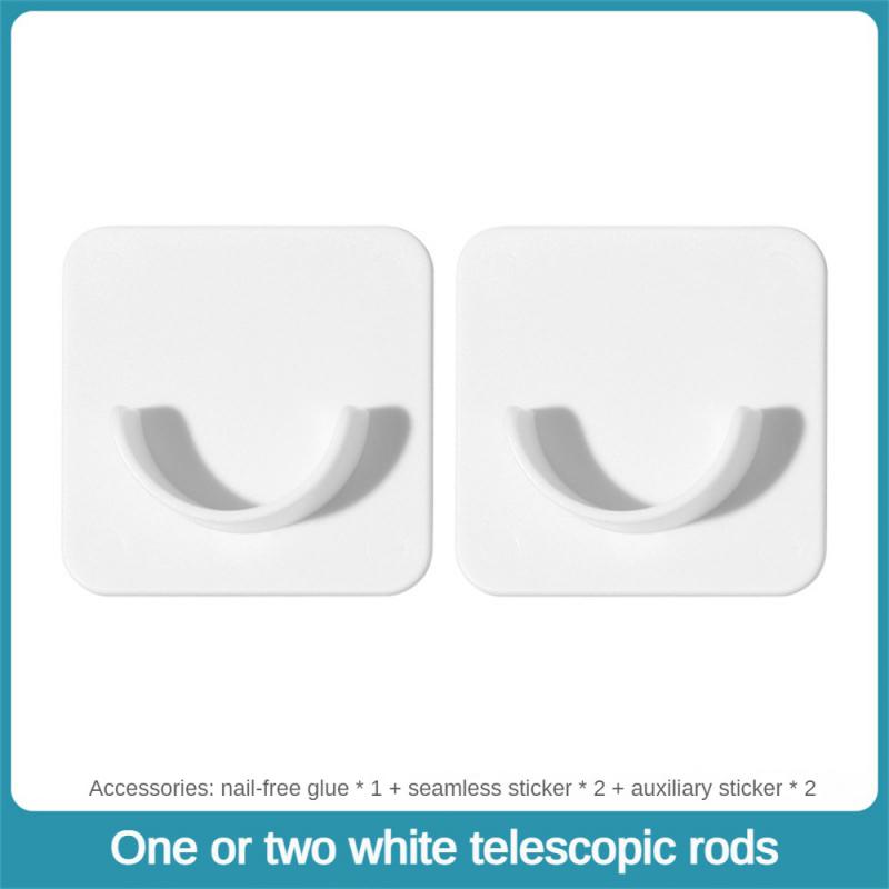 Bathroom Shower Rod No Trace No Punching White Various Lengths Hook Storage Hook Bracket Scalable Strong Adhesion Abs
