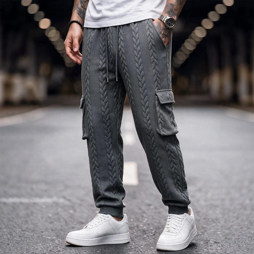 Men's Casual Loose Fit Cargo Pants with Tapered Leg and Multicolor for Spring and