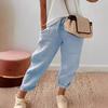 2024 Women's Cotton Long Pants with Pockets and Elastic Drawstring