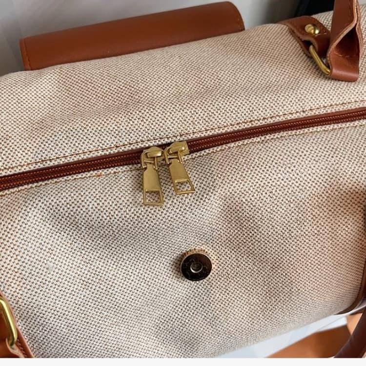 Canvas leather large capacity Boston bag women's travel bag