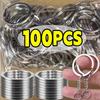 50/100PCS Stainless Steel Metal Blank Keyring Keychain Split Rings with Chain Climbing Buckles Carabiner Keychain Accessories