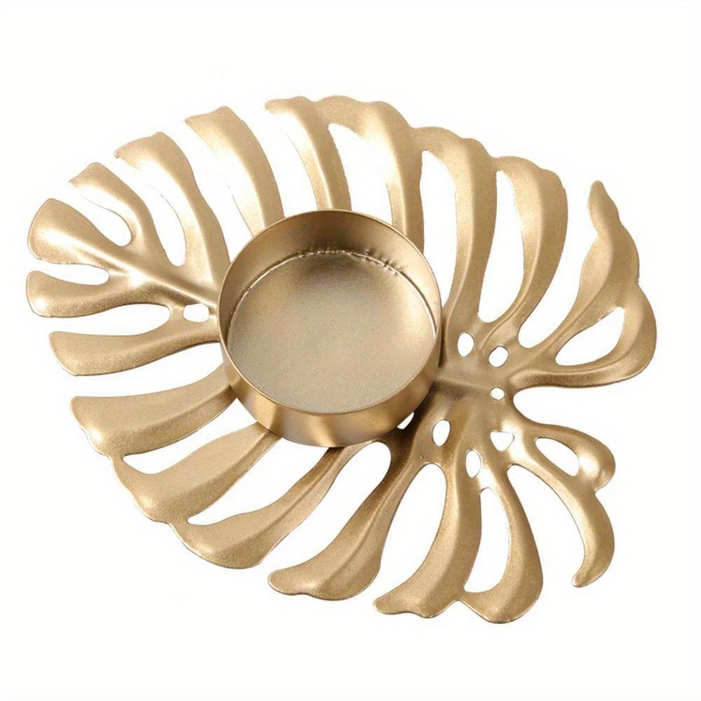 Candle Holder Holiday Metal Leaf Ornaments Candlelight Dinner Props Creative Metal Turtle Back Leaf Ornaments Candlestick