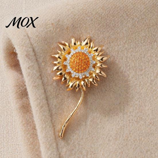 Everyday Wear Brooch Rhinestone Sunflower Pin for Women, Golden Flower Lapel Suit Long-lasting Dress Scarf Hat Bag Decoration, Clothing Accessory Gift