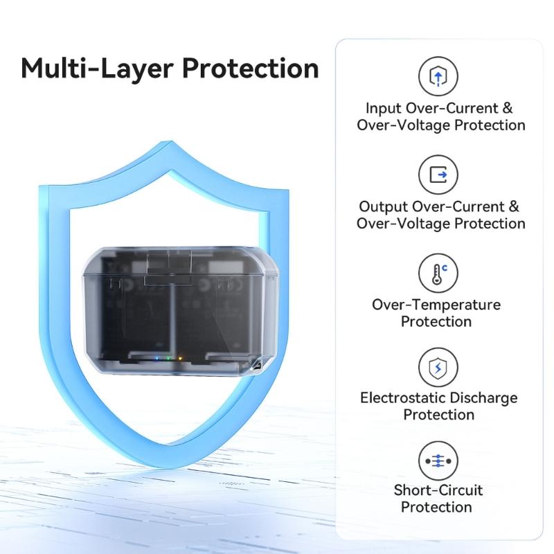 Portable Charging Case With Magnetic Closure Intelligent Protections System Double Slot For Action 5Pro/4/3/Osmo360 Batteries