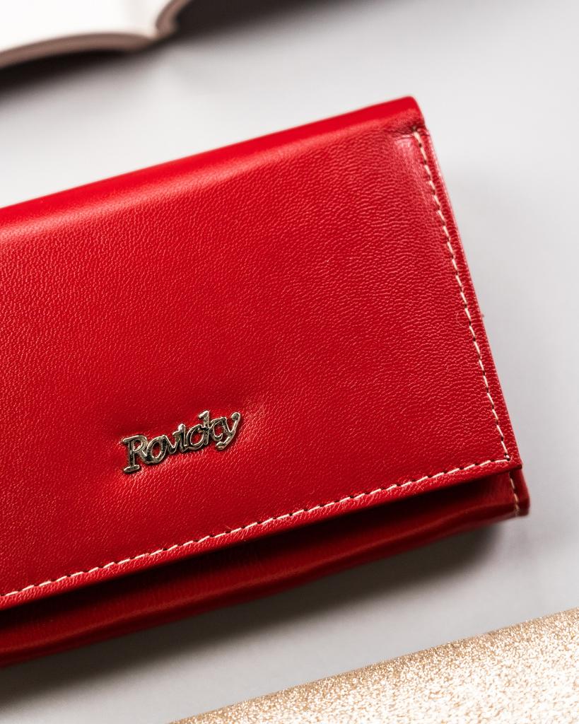 Women's leather wallet with snap closure - Rovicky