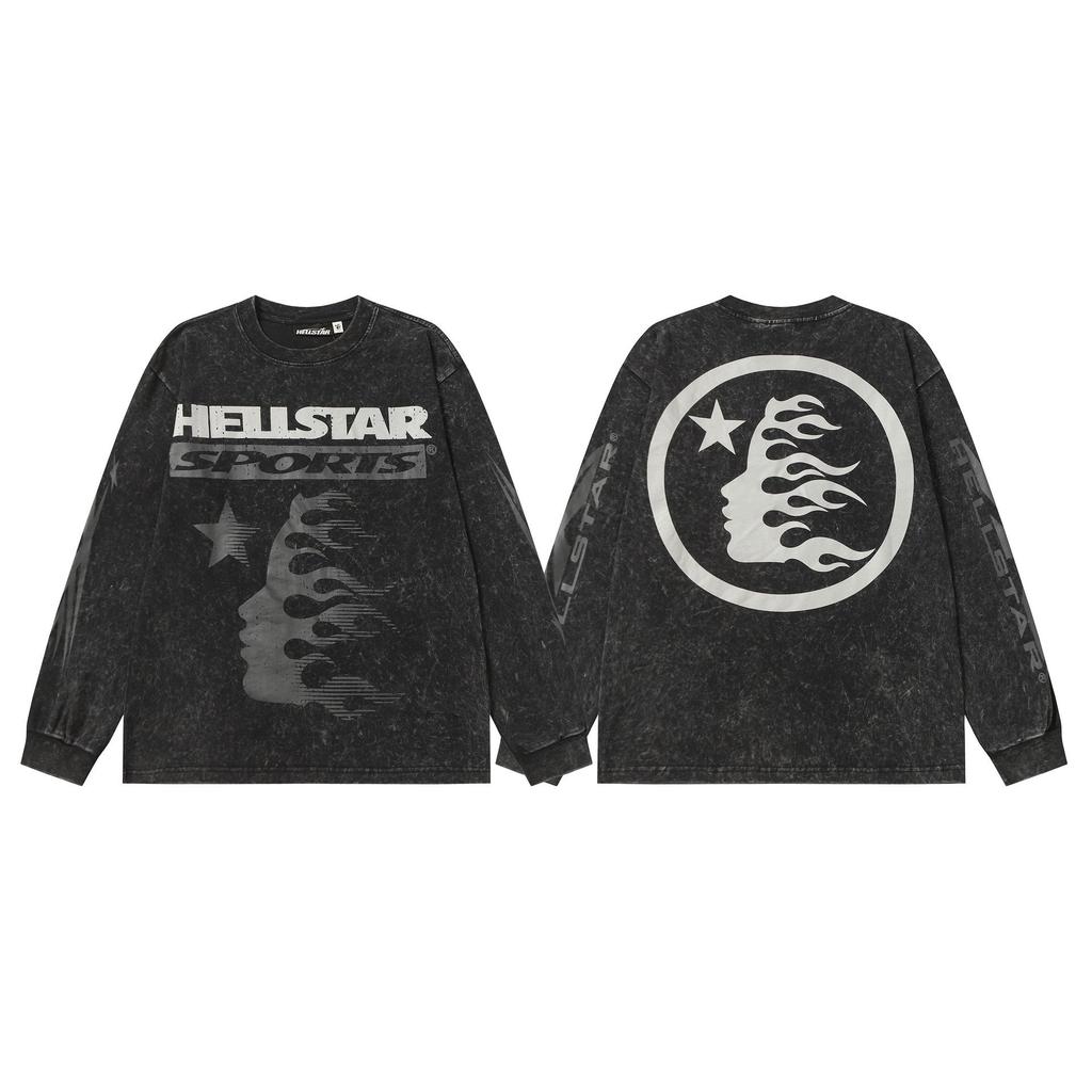 Hellstar Vintage Gewaschener Langarm-Hoodie - Europäischer & Amerikanischer Streetwear-Stil