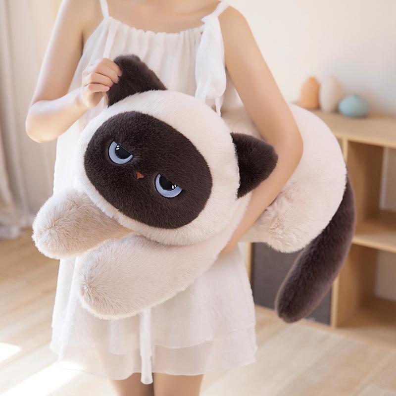 Plush Toy Ragdoll Cat Doll Kitten Sleeping On the Bed with Legs and Long Throw Pillow Children's Birthday Gift Doll Girl