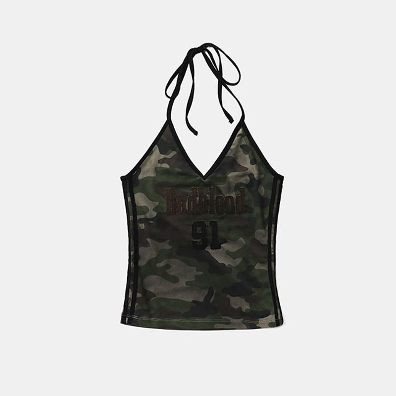 South Korea Badblood American Gyaru Plaid Vest Sling Women Niche Retro Sexy Street Embroidery Top Tide
