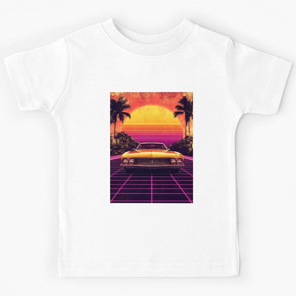 Classic Car in a Retro Sunset Kids T-Shirt 110