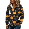 Women's Halloween Print Hoodie Button Front Long Sleeve Sweatshirt