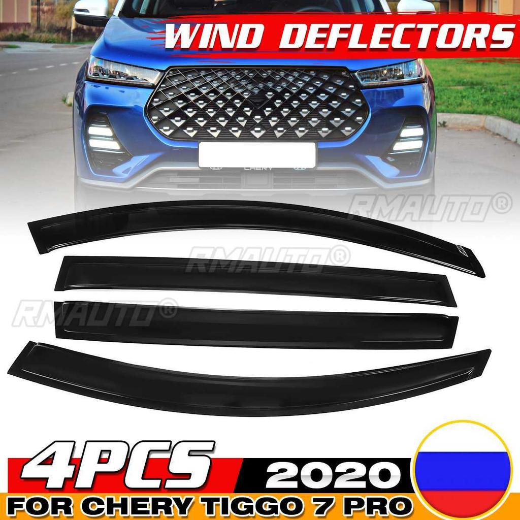 4 vnt. automobilio šoninio lango deflektoriai, langų vizorai, ventiliacijos deflektoriai, skirti Chery Tiggo 7 Pro 2020 2021 2022, vėjo gaudyklės, apsauga nuo saulės ir lietaus, saulės skydeliai