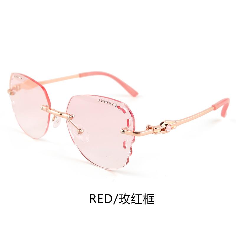 High definition anti-blue reading glasses women hollowed out in the elderly frameless diamond trimming reading anti-blue light
