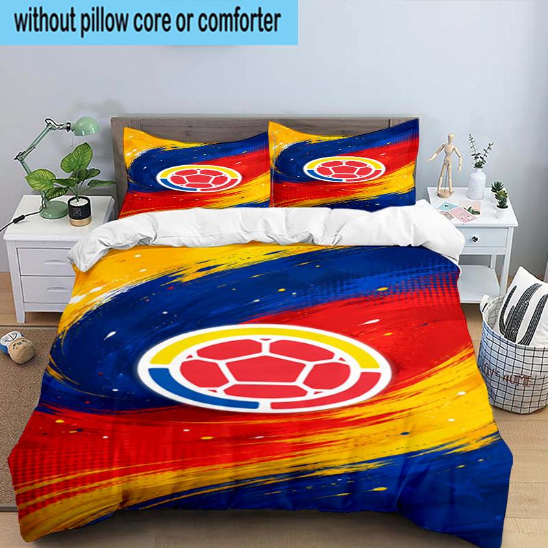 Colombian National Football Team 3PCS Bedding Set 2D Printing (Includes 1 Duvet Cover + 2 Pillowcases Coreless), Bedroom decor,Fan Gift