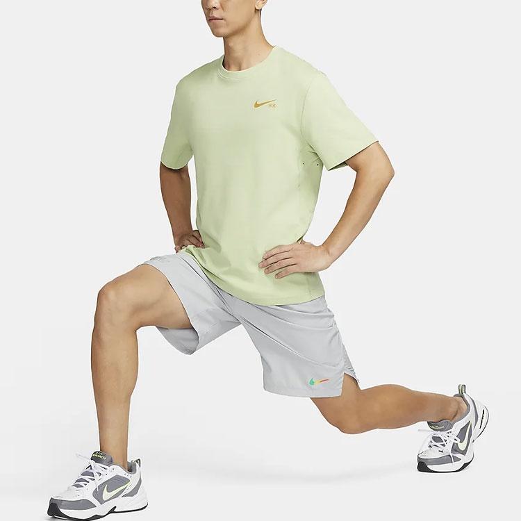 Nike T Shirts Men's Green Crew Neck Moderate Straight Fit FV3972-343