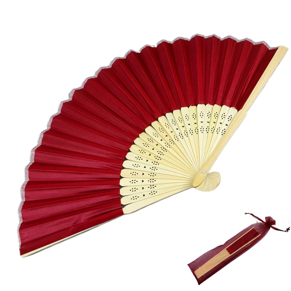 Bamboo Silk Folding Fans, Fabric Handheld Accordion Fans, Vintage Decorative Fans for Dance, Performance, Party, Wedding Decor