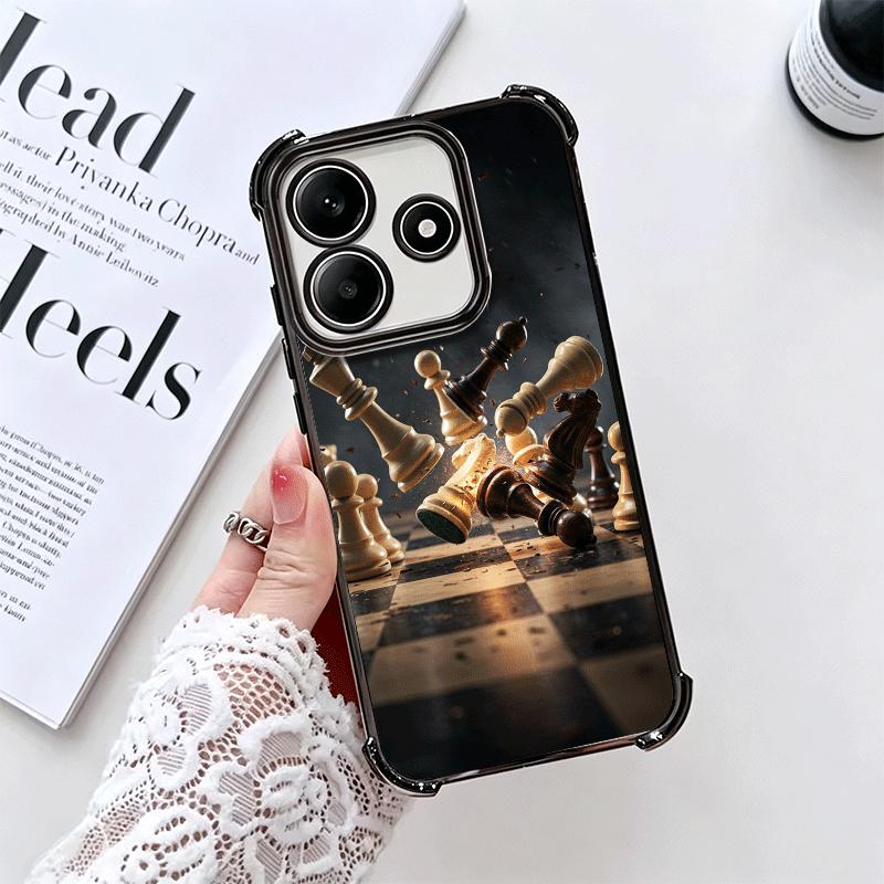 Competitive Chess Game Plating Phone Case For Xiaomi Redmi Note 14 15 Pro Plus 13 12 11 11S 11T 10 9S 9 5G Anti-Fall Airabag Cov