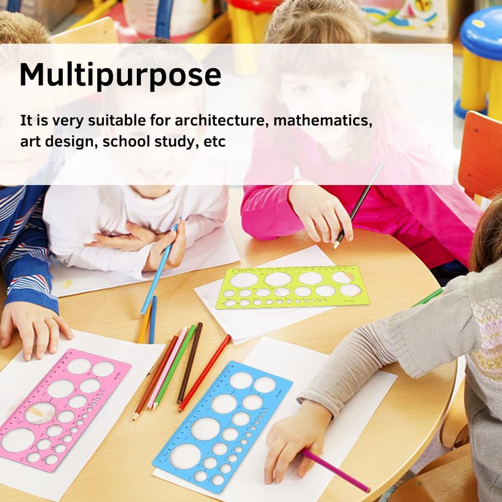 4 Pcs Circle Template for Drawing Circle Stencils Drafting Tools Set Stencil Maker Rulers,Digital Measuring Templates Rulers for Office,