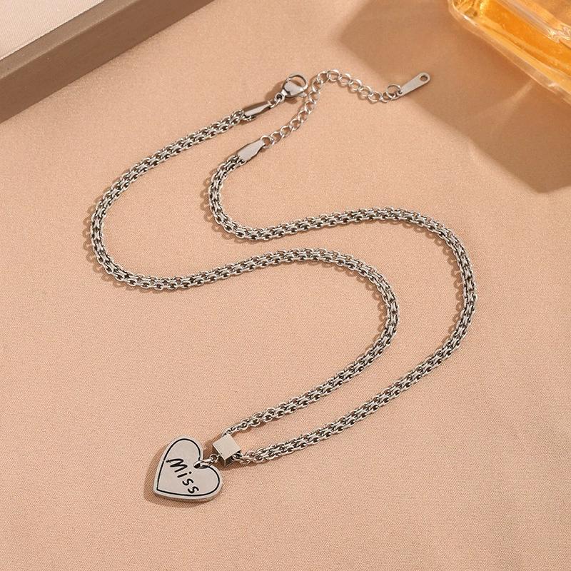 KABA Jewelry Love Letter Pendant Titanium Steel Necklace 18inches