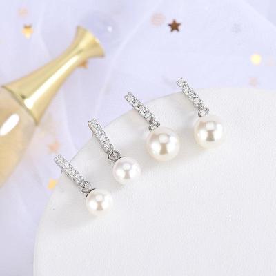 S925 Silver Bead Diamond-Studded Earrings: Simple, Creative Korean Pearl Design for Women
