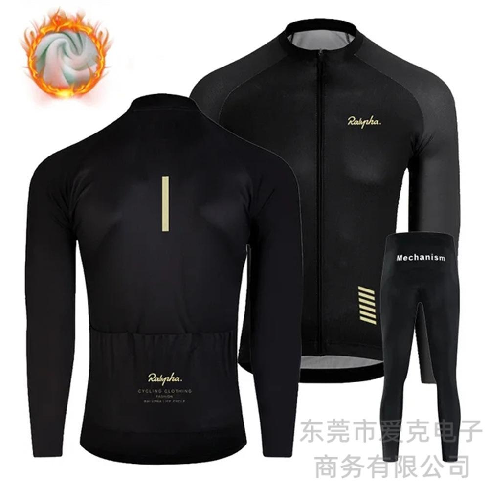 Herbst und Winter Samt Fahrradbekleidung, Rennradbekleidung, Winddicht und Warm, Herren Langarm 2026 Winter Fleece Warm Radbekleidungsset XXXL